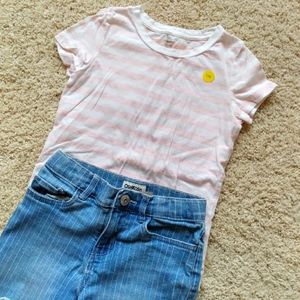 Old Navy Pink Striped High Low Top